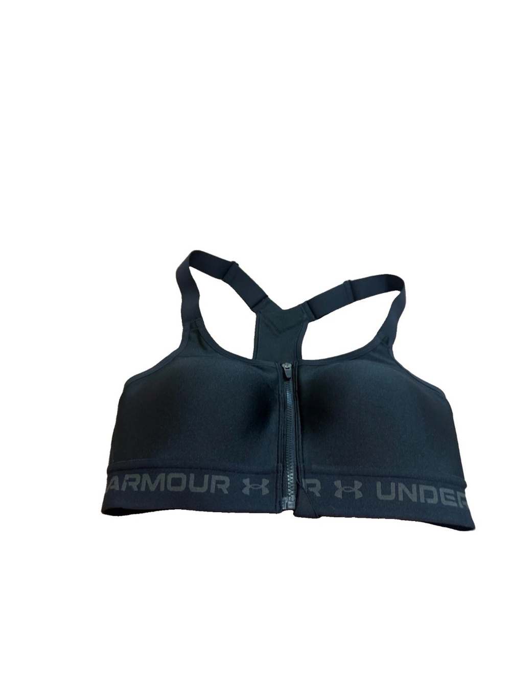 Under Armour Women’s Black Compression Front Zip Sports Bra! 32C